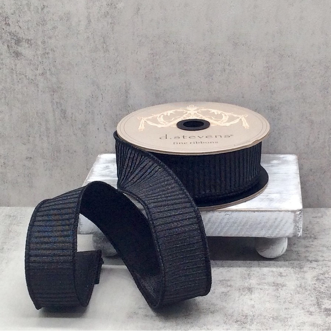 D Stevens Black Pleated Lamé Ribbon