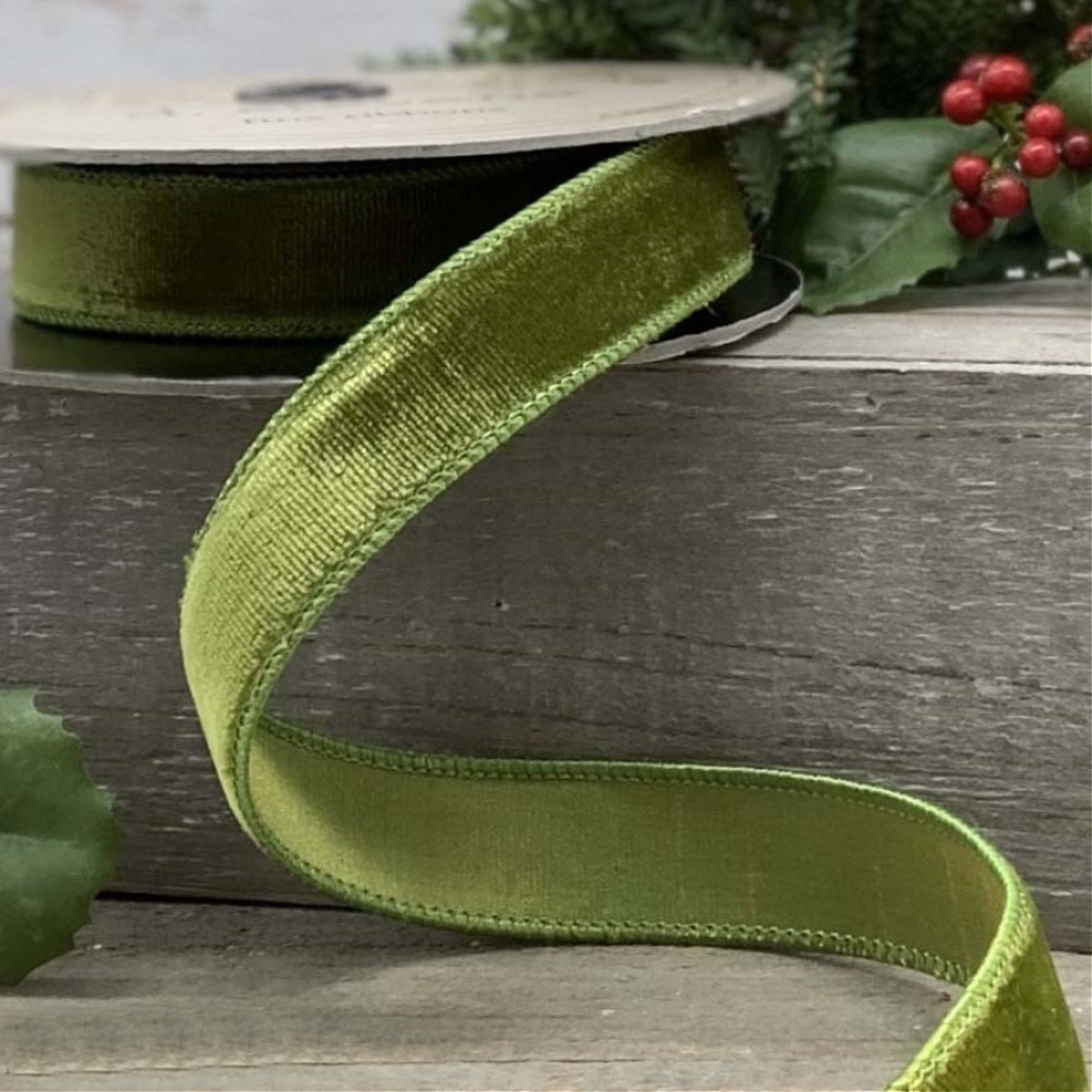 Moss Green Velvet Ribbon 1" x 10yds