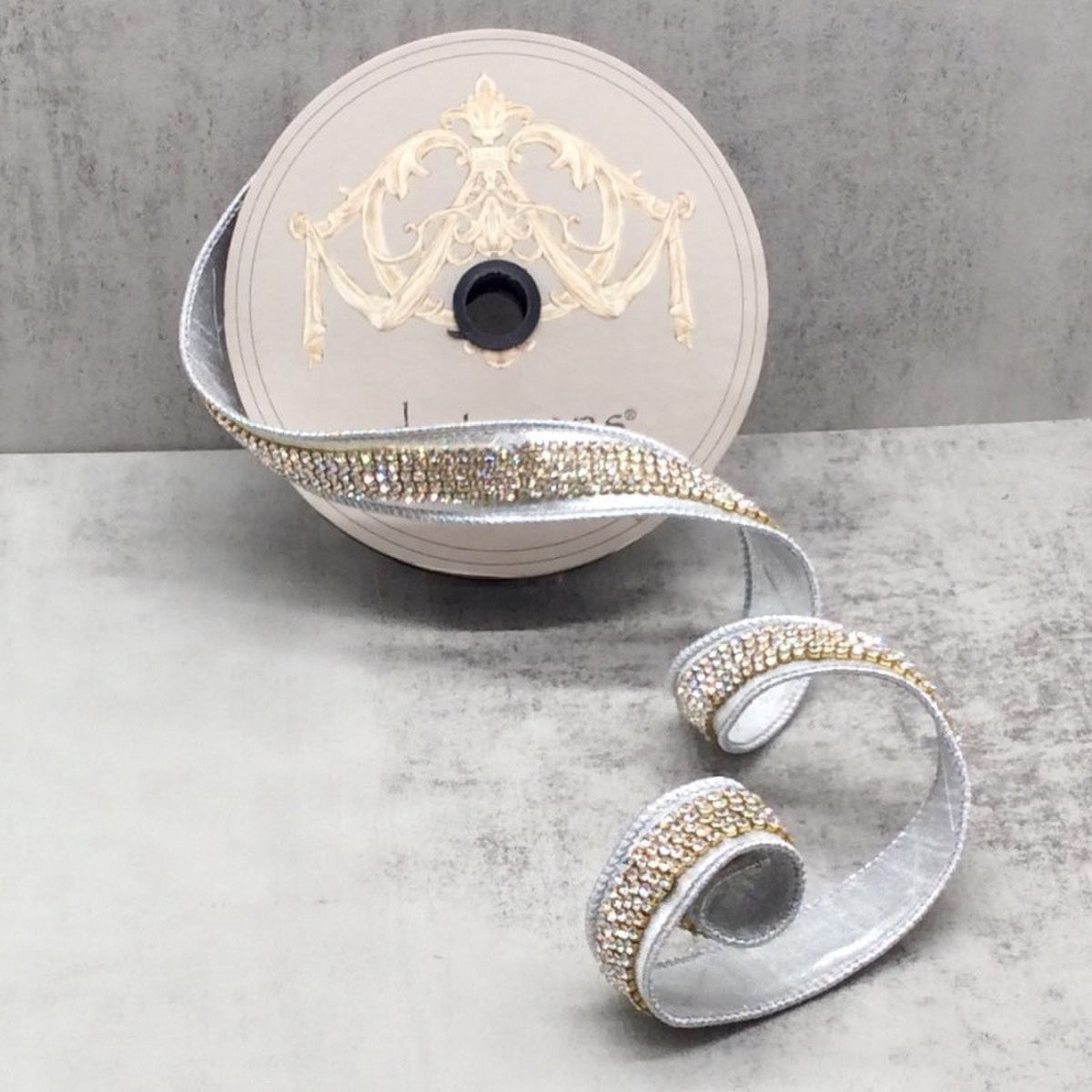 D Stevens Silver Duchess Wired Ribbon