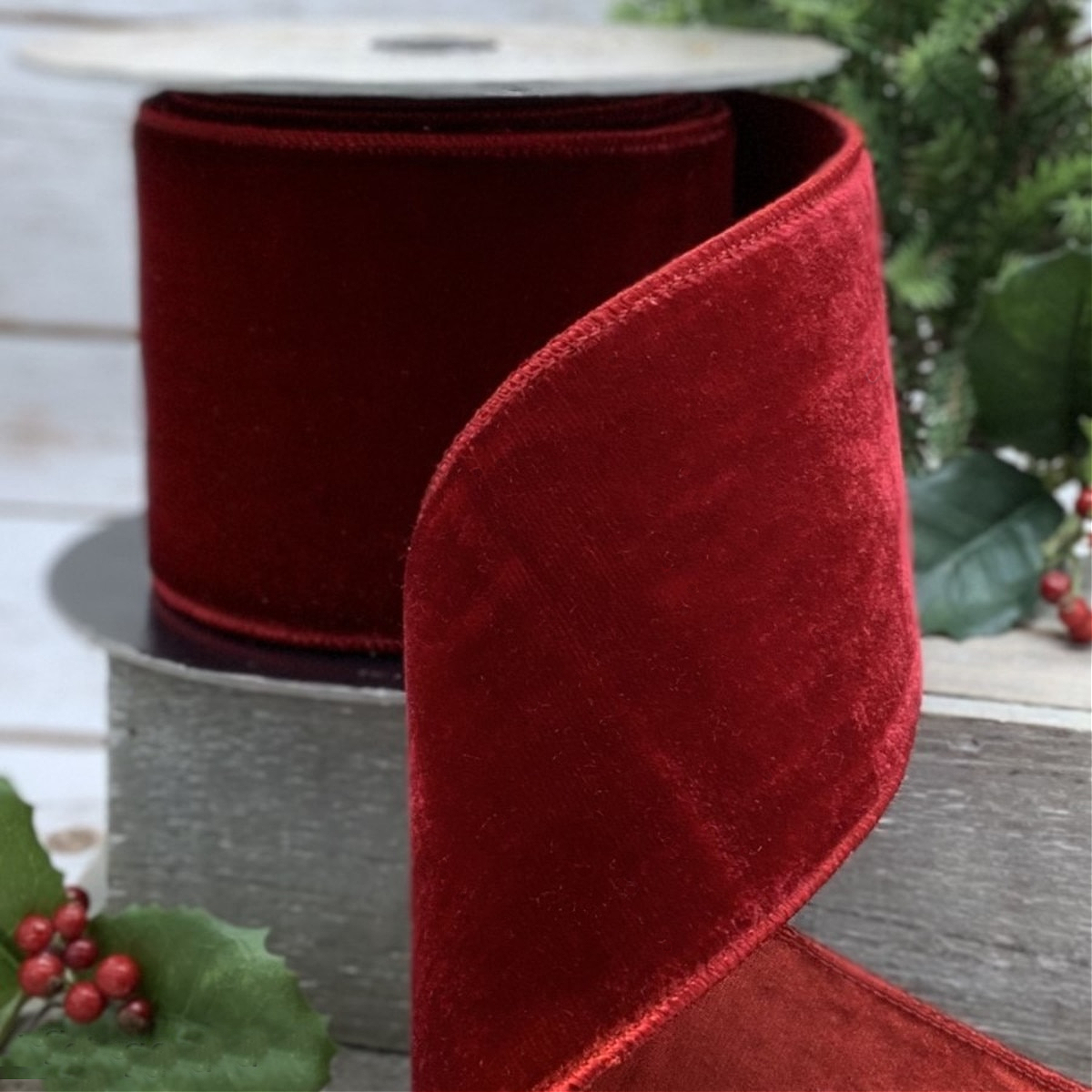 Vintage Burgundy Red Velvet Ribbon 2.5" x 10yds