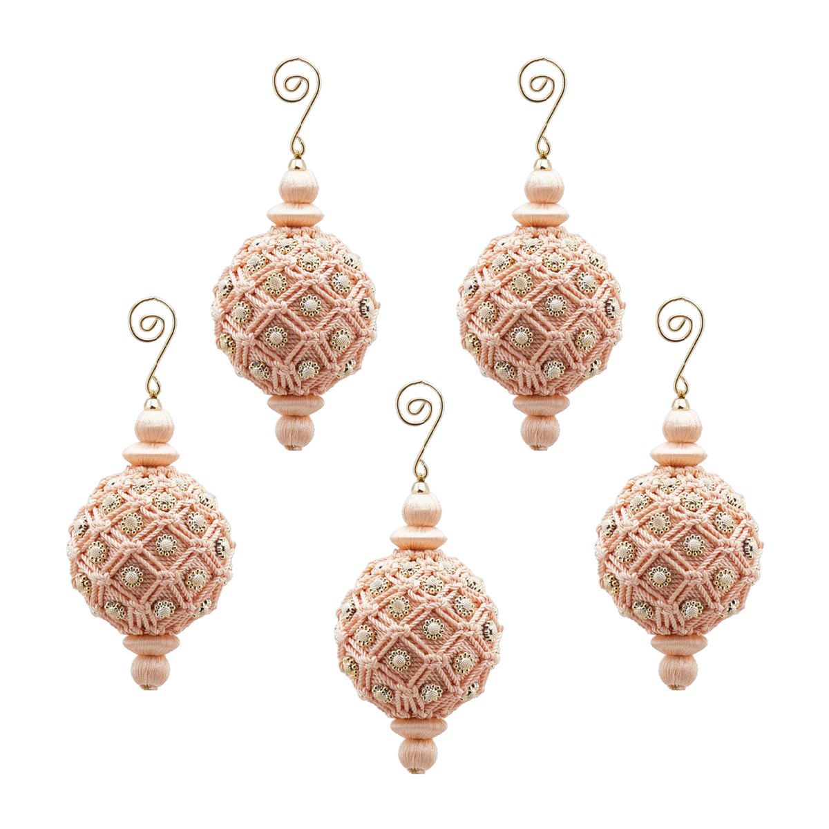 Blush Pink Macrame Christmas Baubles