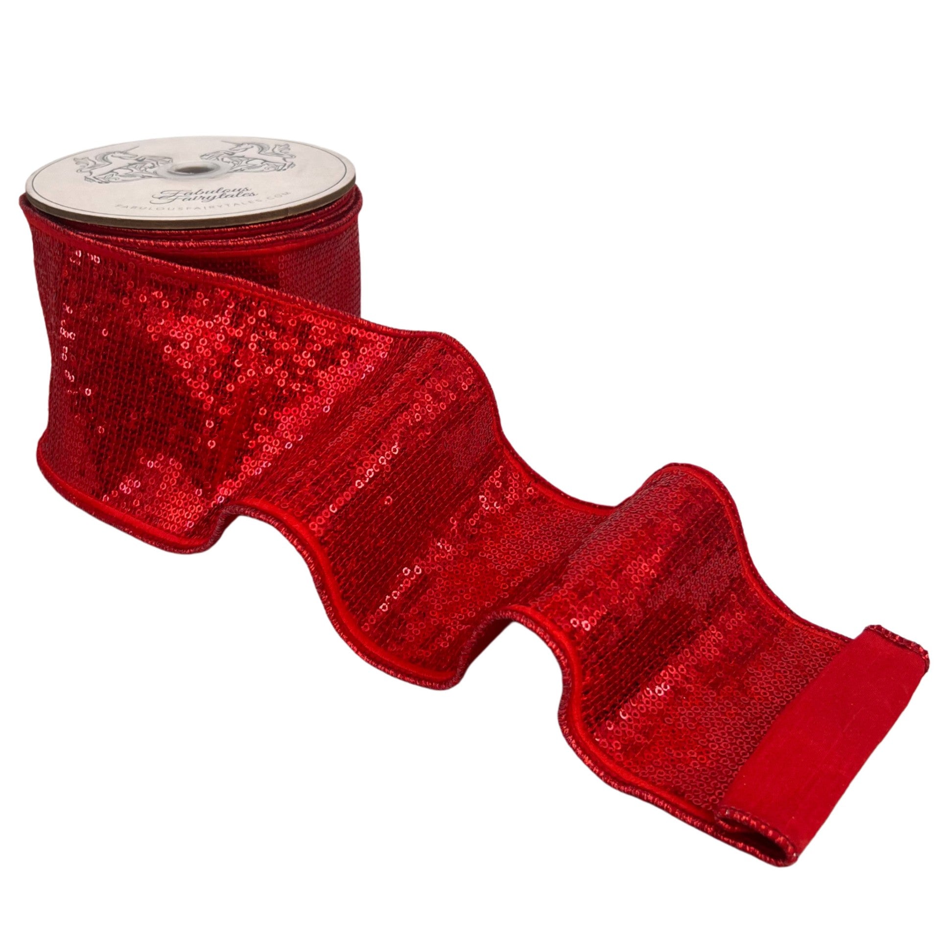 Ruby Red Sparkle Sequin Ribbon 4" x 10yds
