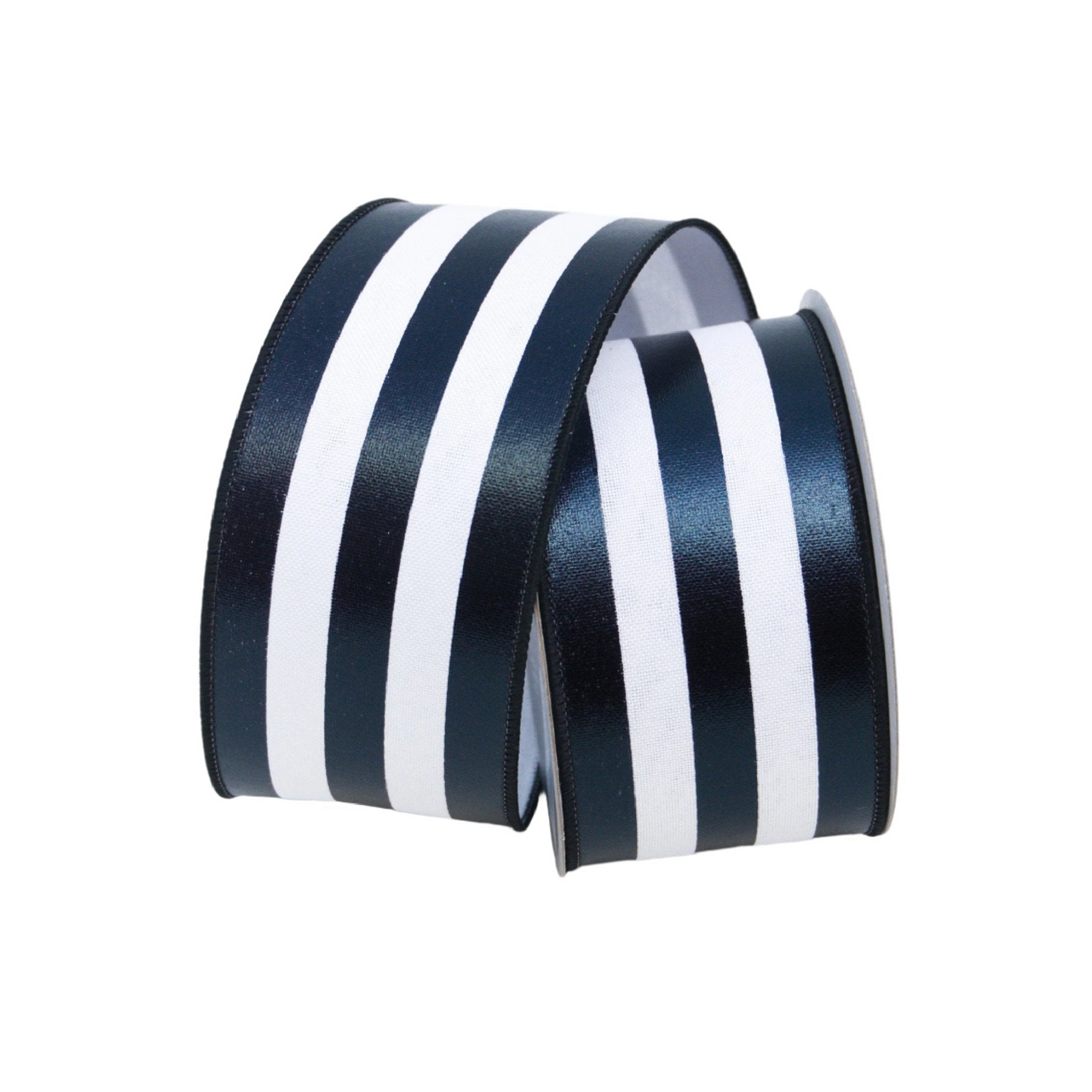 Farrisilk Black and White Ascot Stripe Wired Ribbon