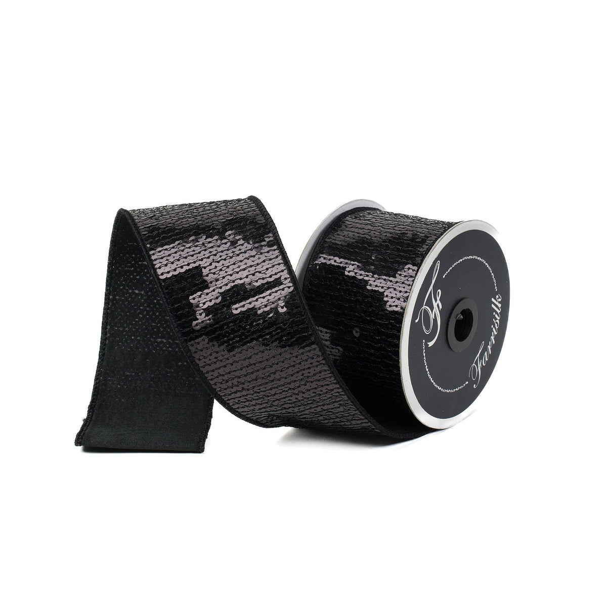 Farrisilk Black Sequin Shine Wired Ribbon