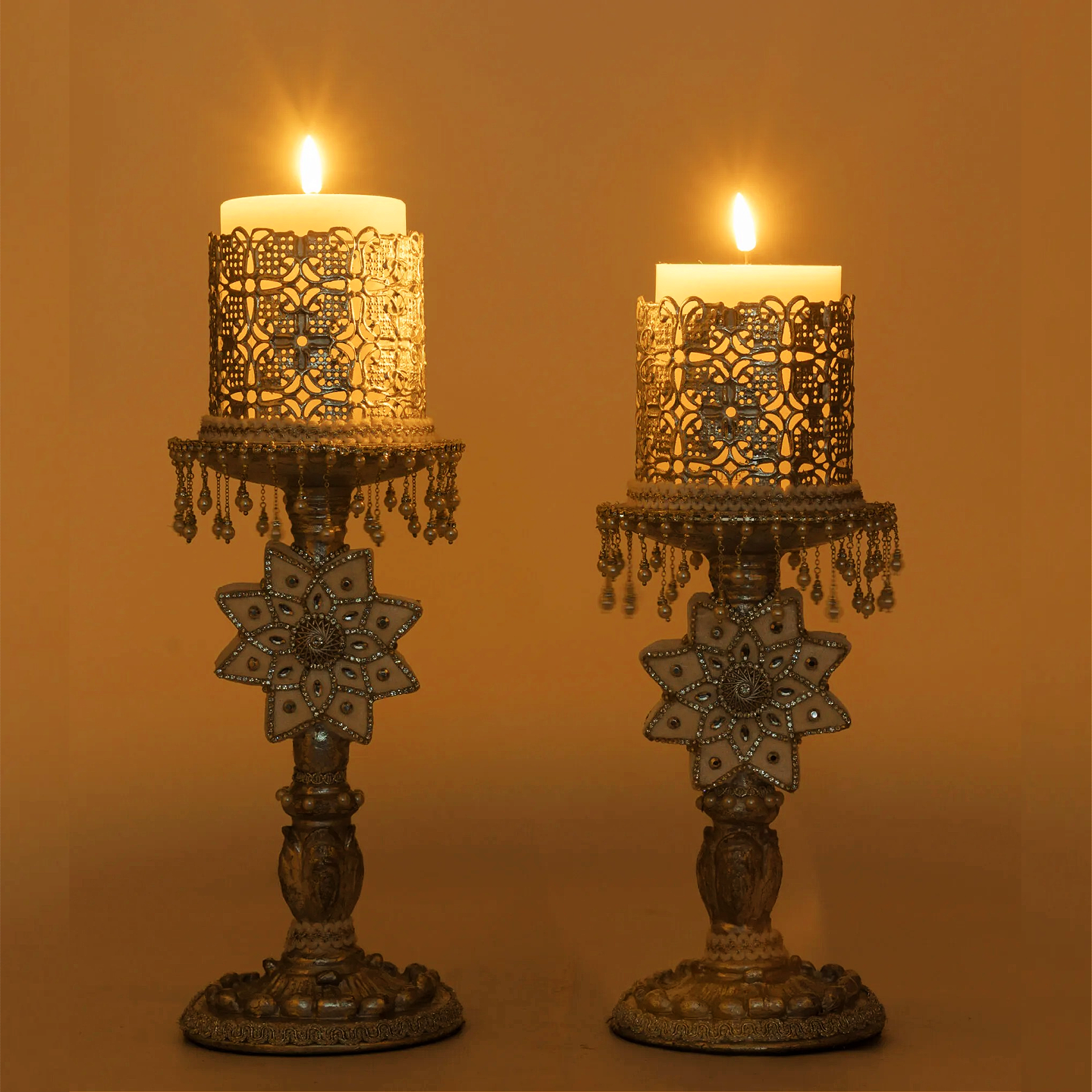 Katherine's Collection Silver Bells of Brilliance Candlestick Set