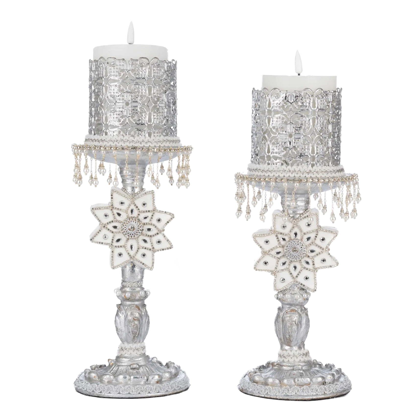 Katherine's Collection Silver Bells of Brilliance Candlestick Set