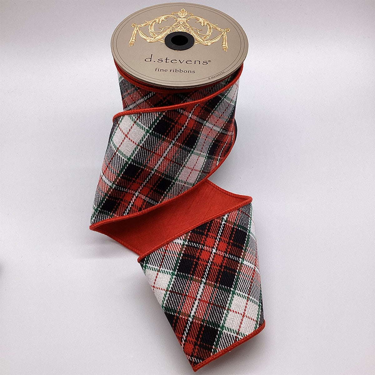 Glenwood red tartan Christmas ribbon with dupion backing by d.stevens