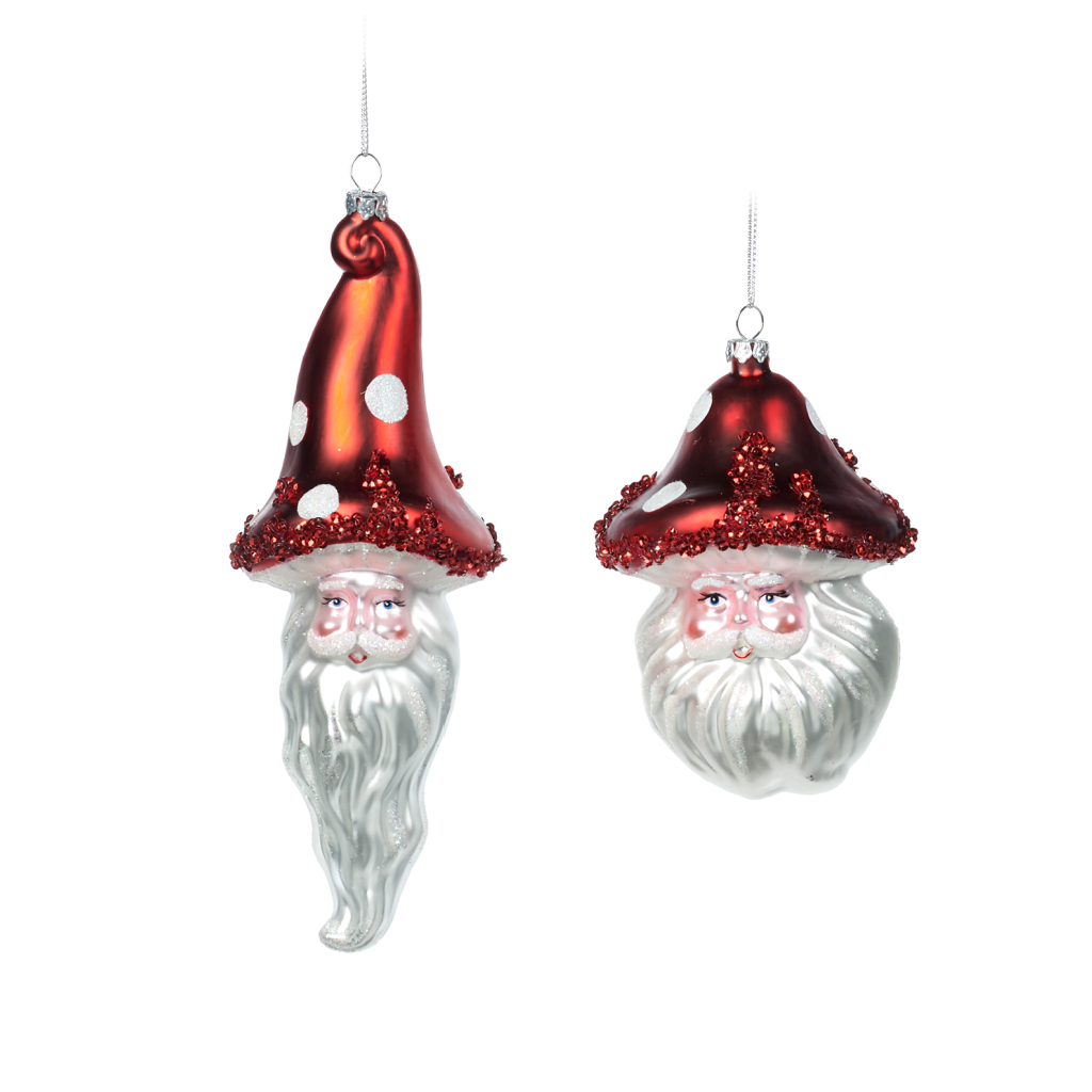 Goodwill Belgium Mushroom Santa Head Glass Ornament