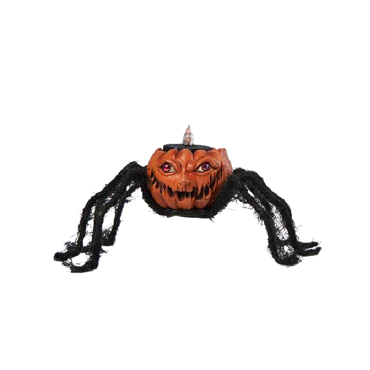 Pumpkin Spider Tealight Holder Duo 4"