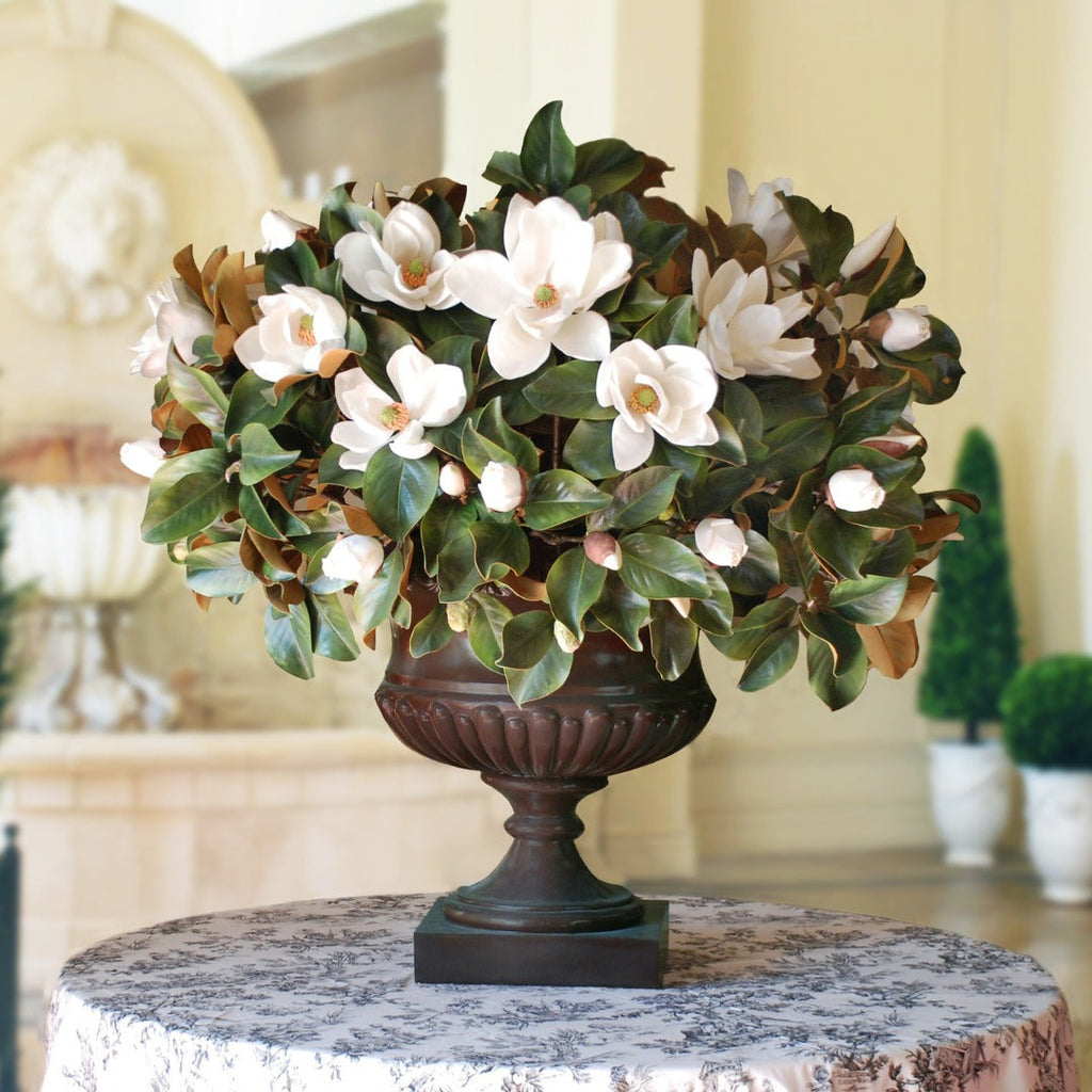 Winward luxury faux magnolia arrangement in urn