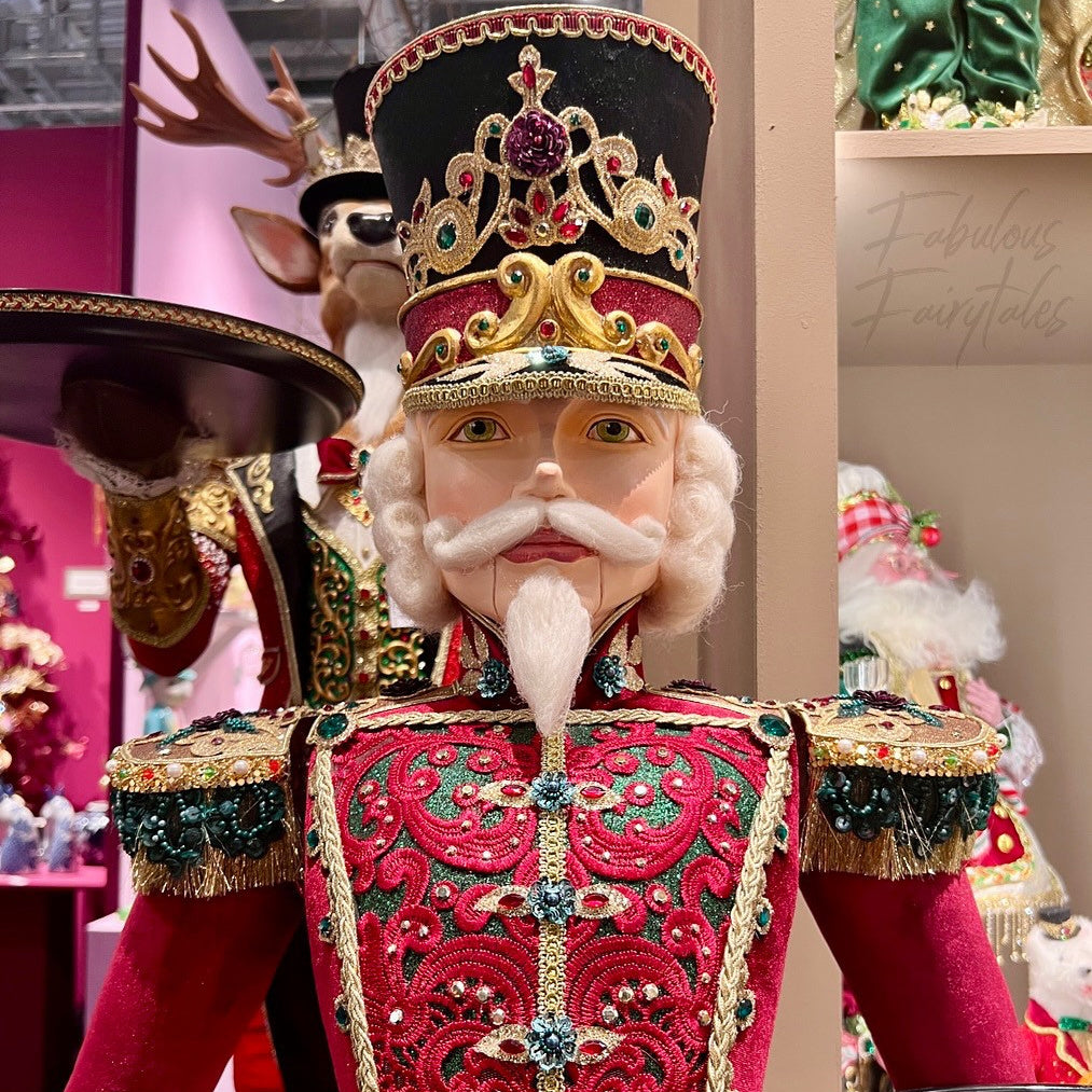 Katherine’s Collection red and gold jeweled nutcracker luxury Christmas display figurine