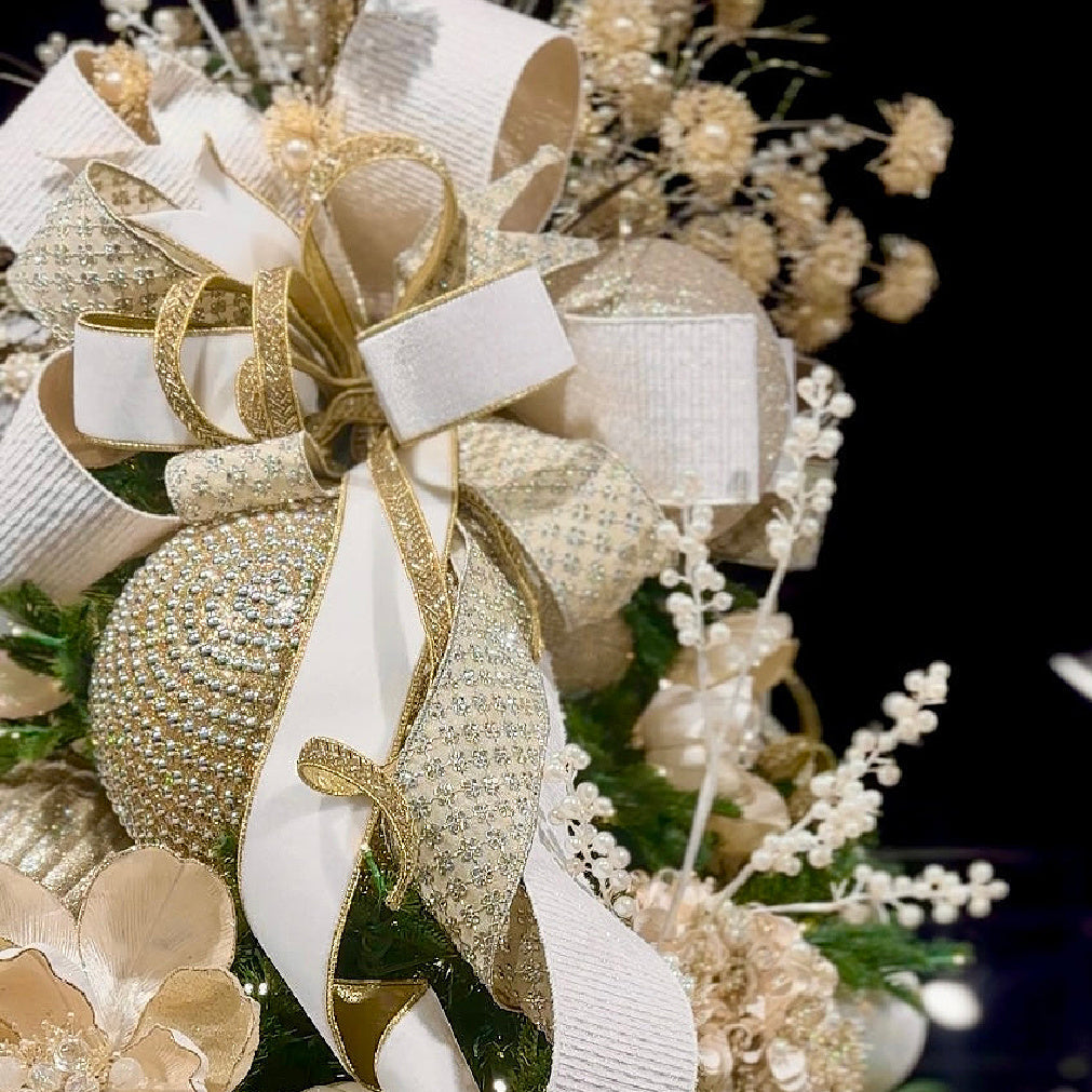 Designer ribbons collection – luxury wired trims in velvet, satin, sequin and metallic styles for weddings, parties, gifting and year-round décor.