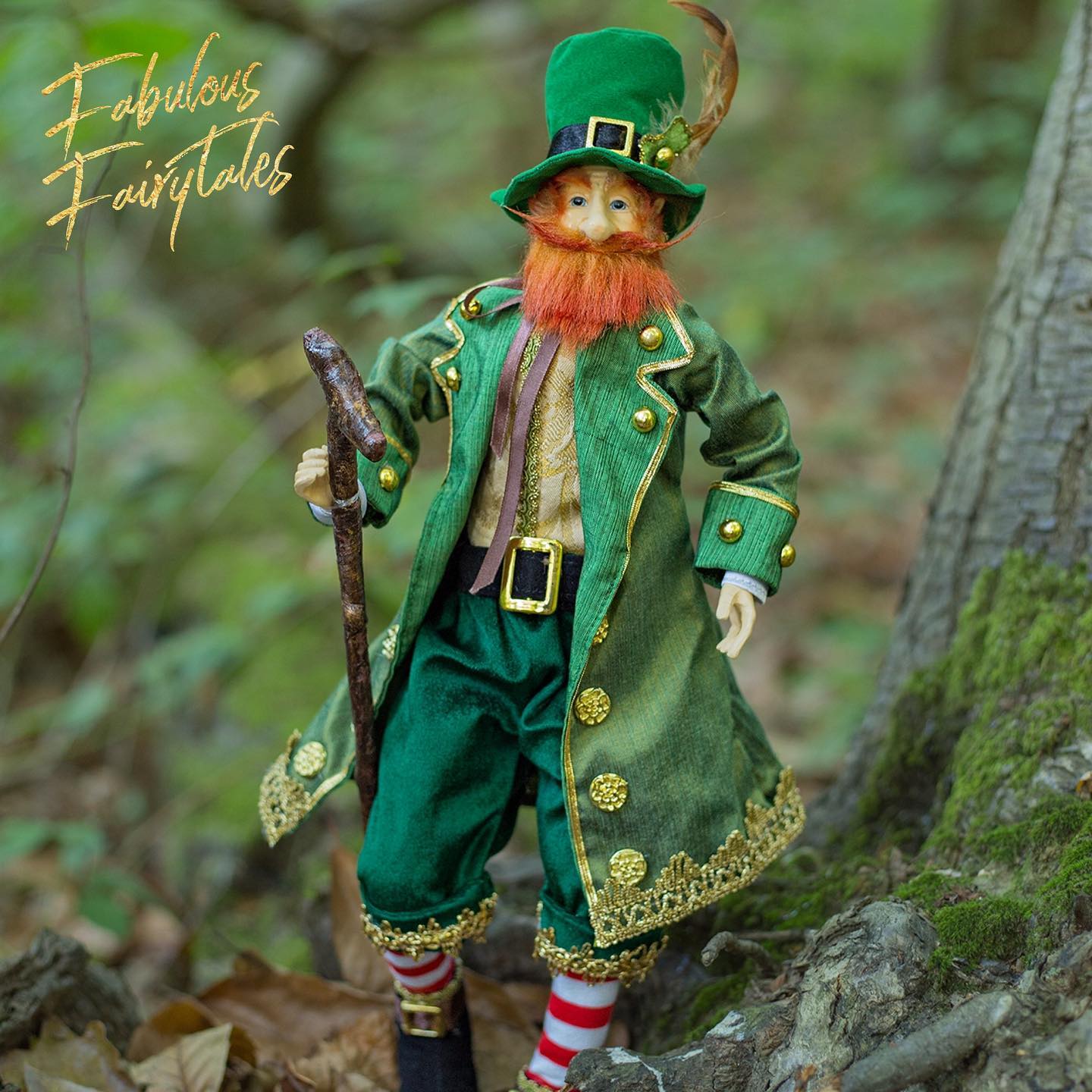 Collectible leprechaun figures inspired by Irish folklore – luxury display décor characters in green velvet coats and hats from Fabulous Fairytales.