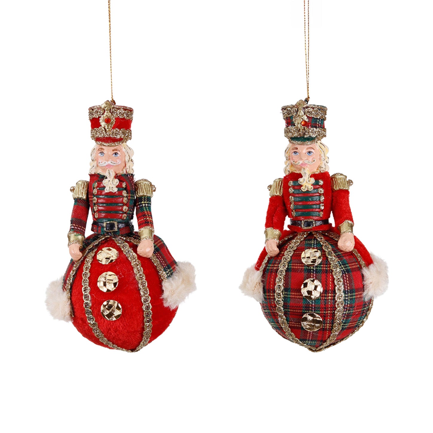 Highland Tartan Nutcracker Ball Ornaments 6" (Set of 2)