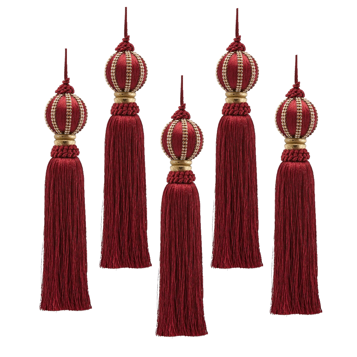 Enzo De Gasperi Rich Burgundy Crystal Tassel Decorations