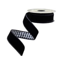 Black Velvet Check Wired Christmas Ribbon – Luxury Trim - Fabulous
