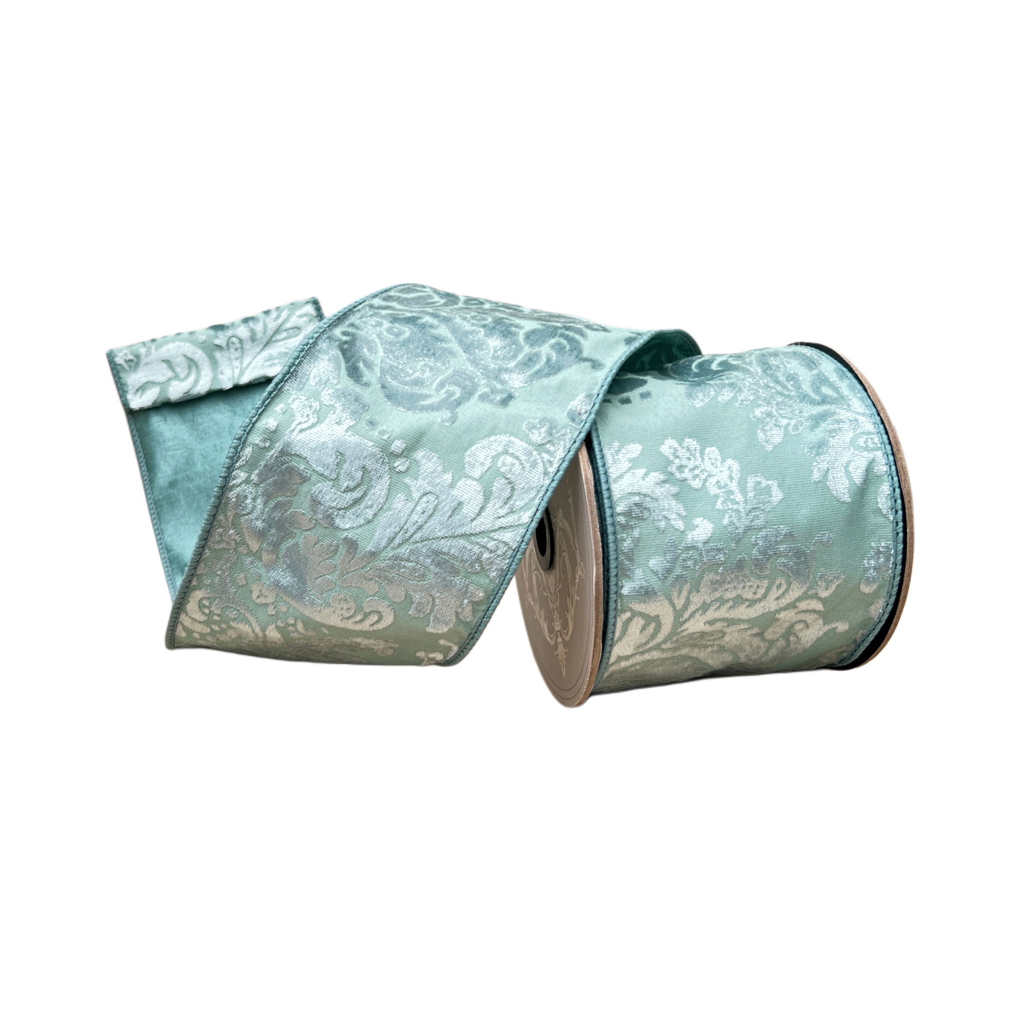 D Stevens Celadon Velvet Devore Luxury Christmas Ribbon - Fabulous D Stevens Celadon Velvet Devore Luxury Christmas Ribbon - Fabulous