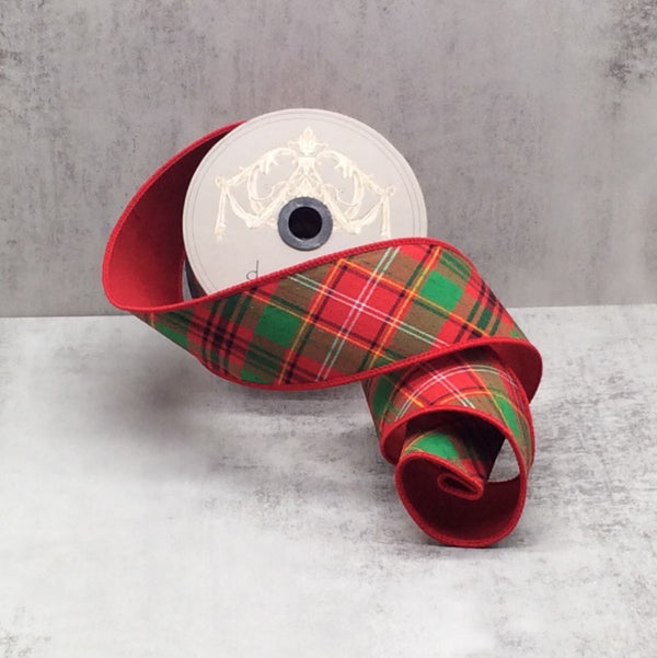 D Stevens Yule Plaid 2.5 Inch Wide Wired Luxury Christmas Ribbon