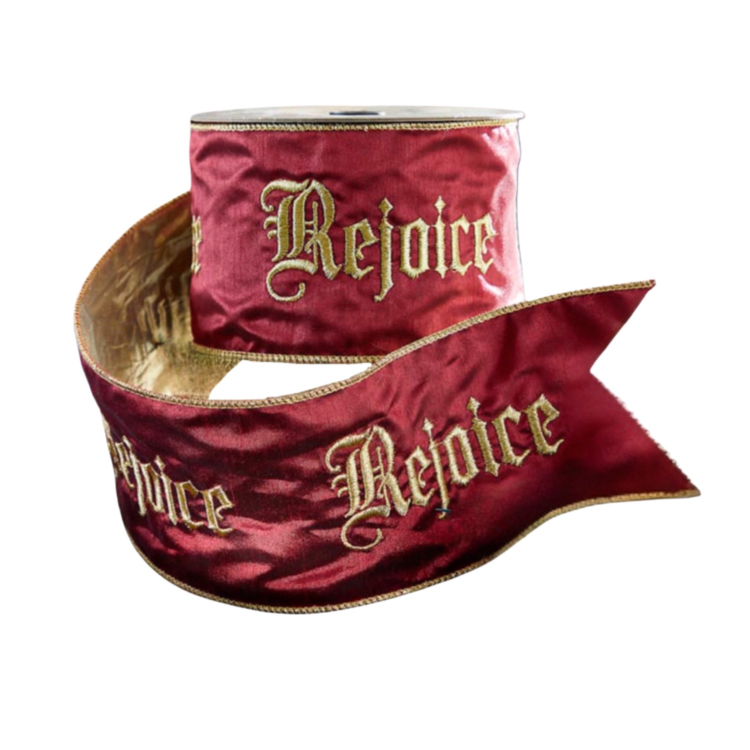 Rejoice Burgundy Dupion Holiday Ribbon 4" x 10yds