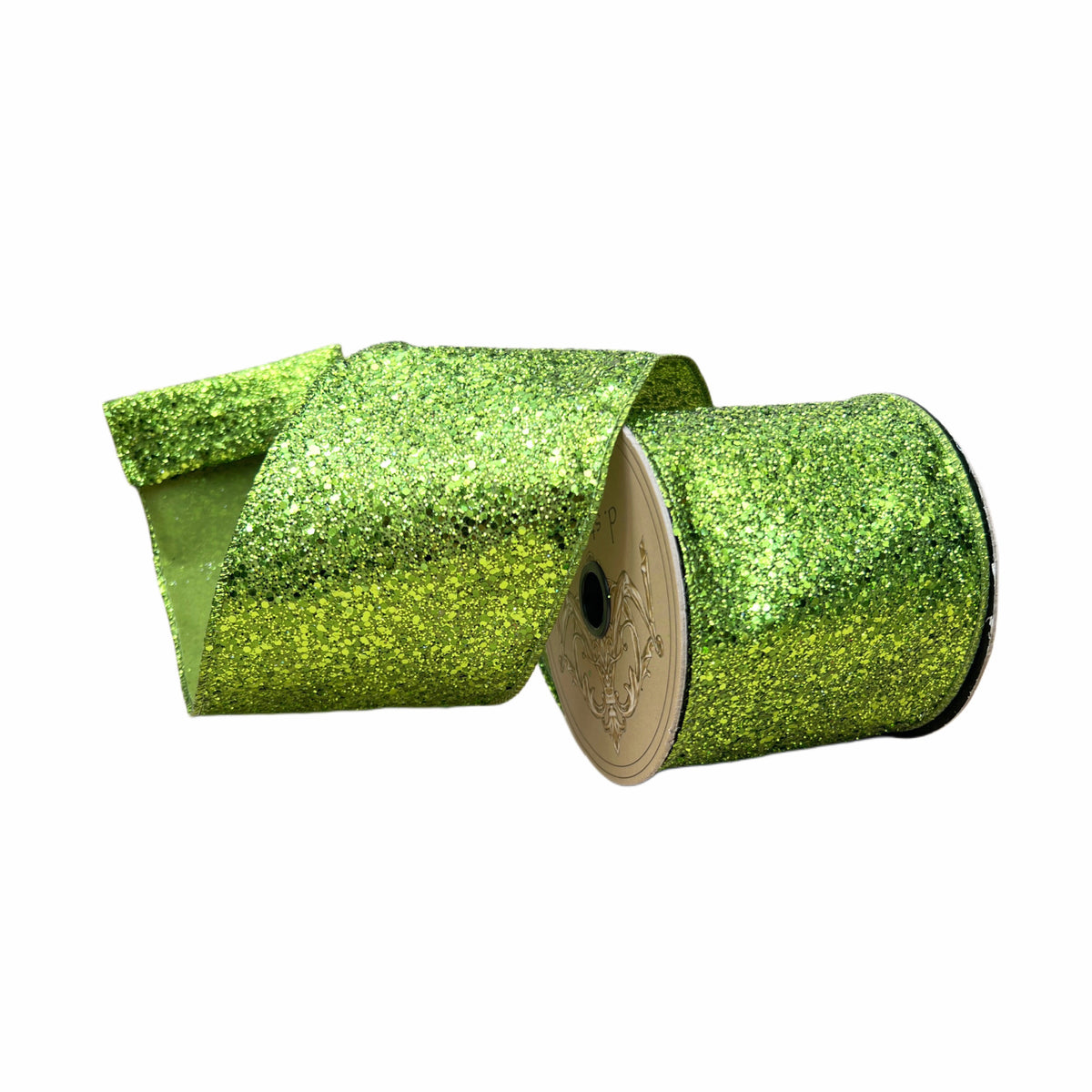 D Stevens Festive Green Glitter Ribbon