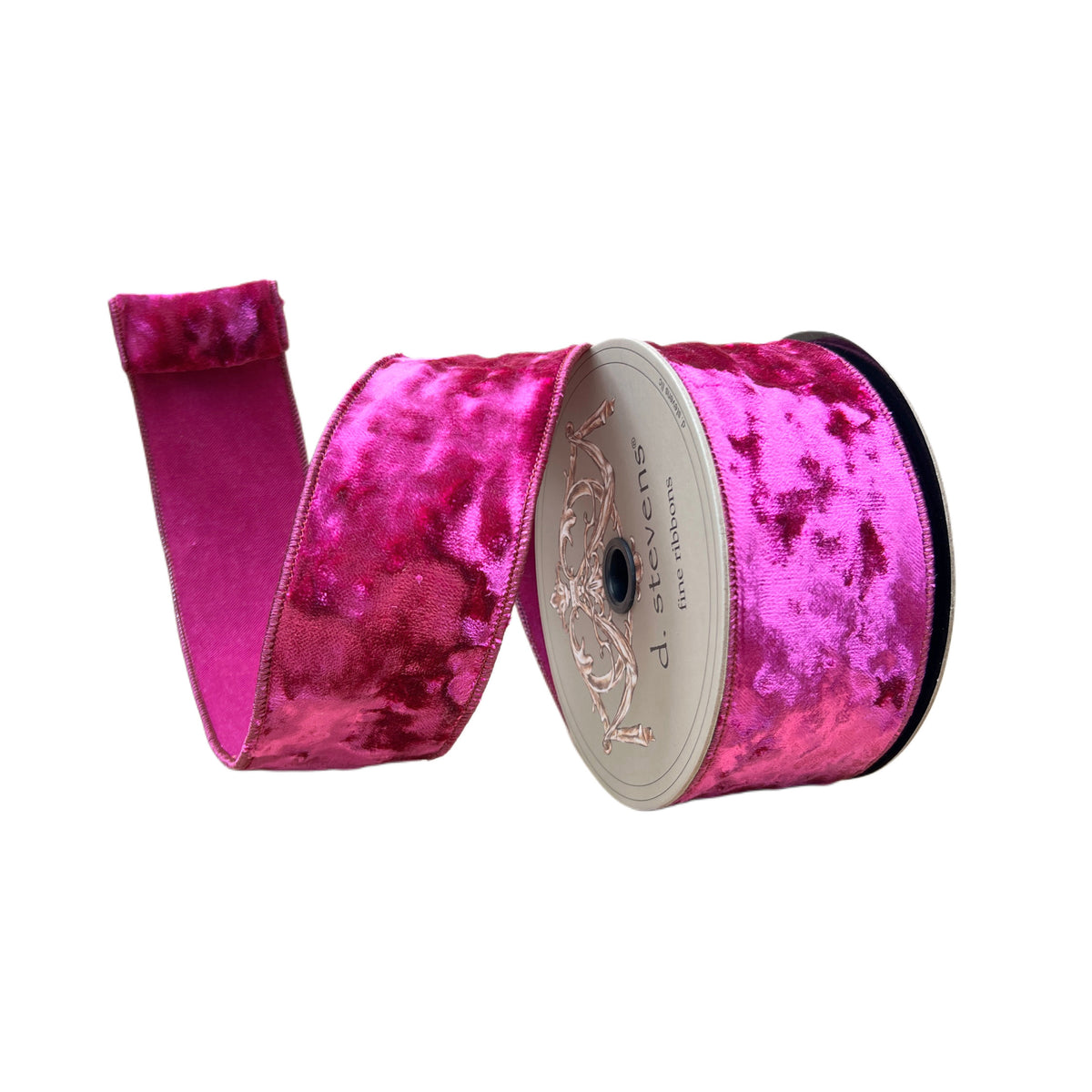 D Stevens Fuchsia Crushed Velvet Ribbon