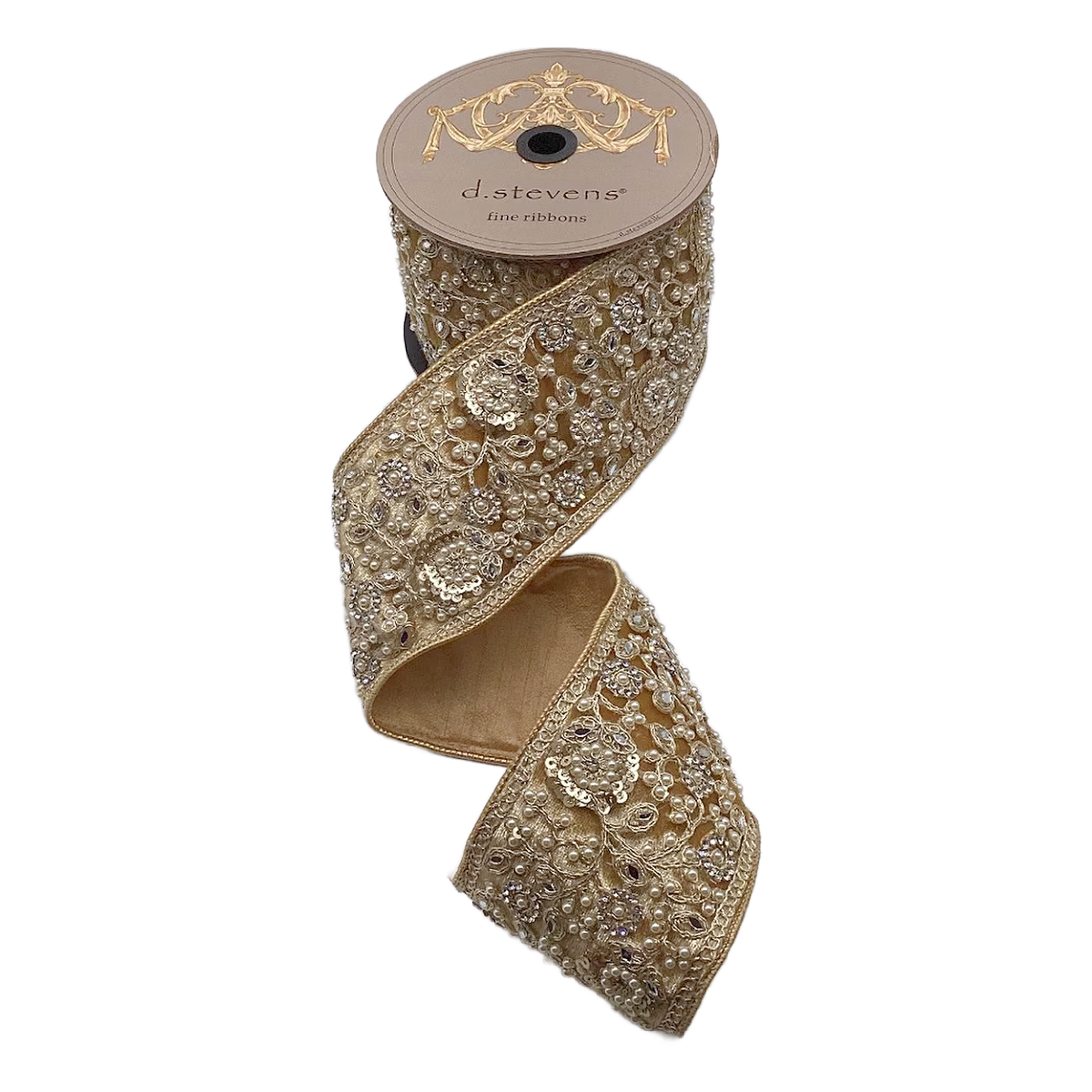 D Stevens Golden Pearl Floral Treasures Ribbon