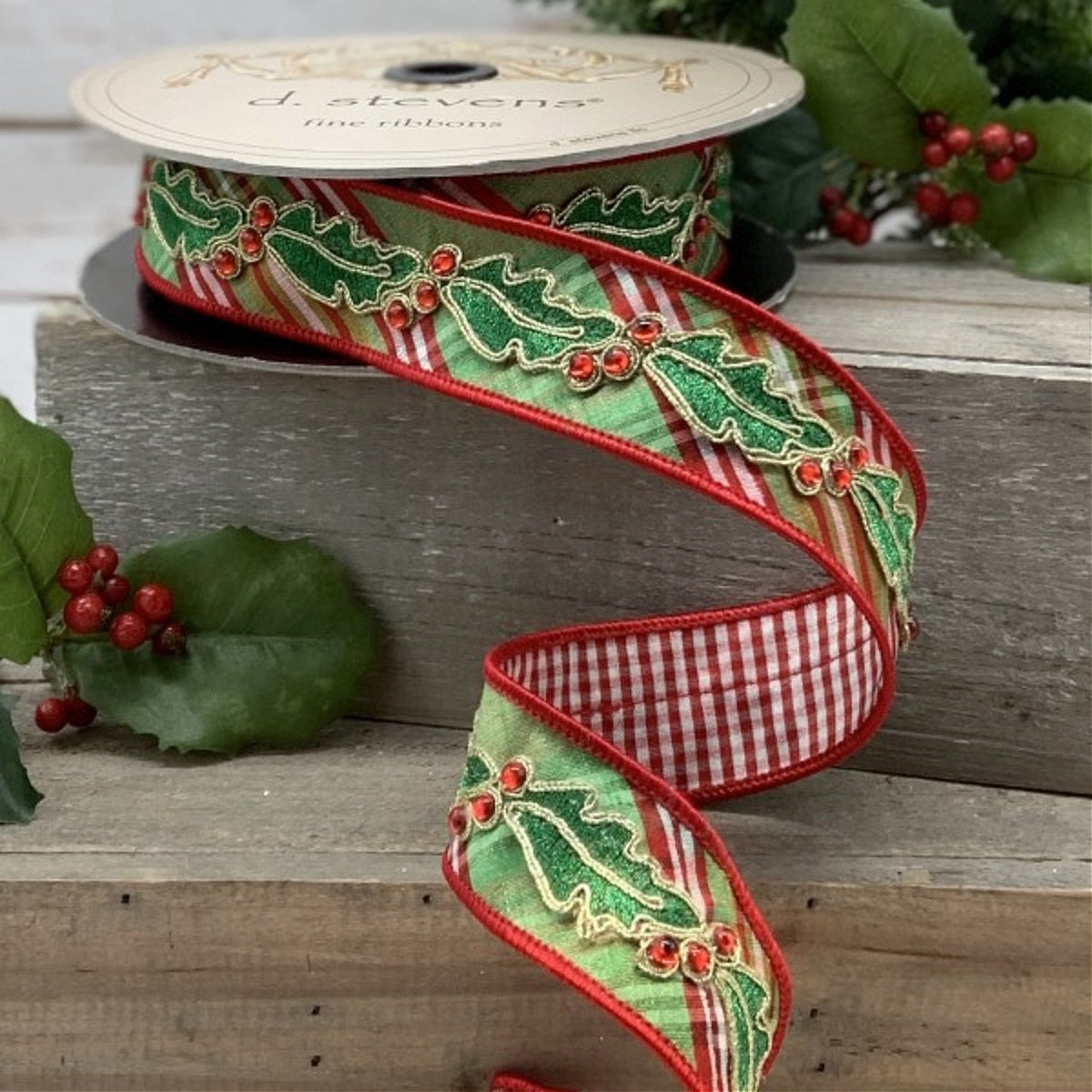 D Stevens North Pole Holly Plaid Ribbon
Wired