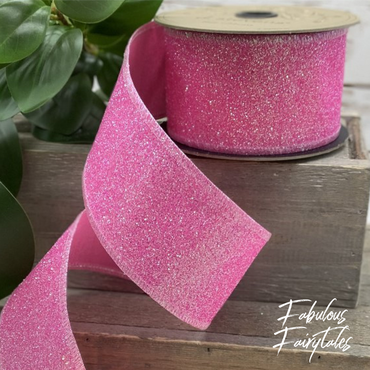 D Stevens Raspberry Pink Sugar Glitter Ribbon