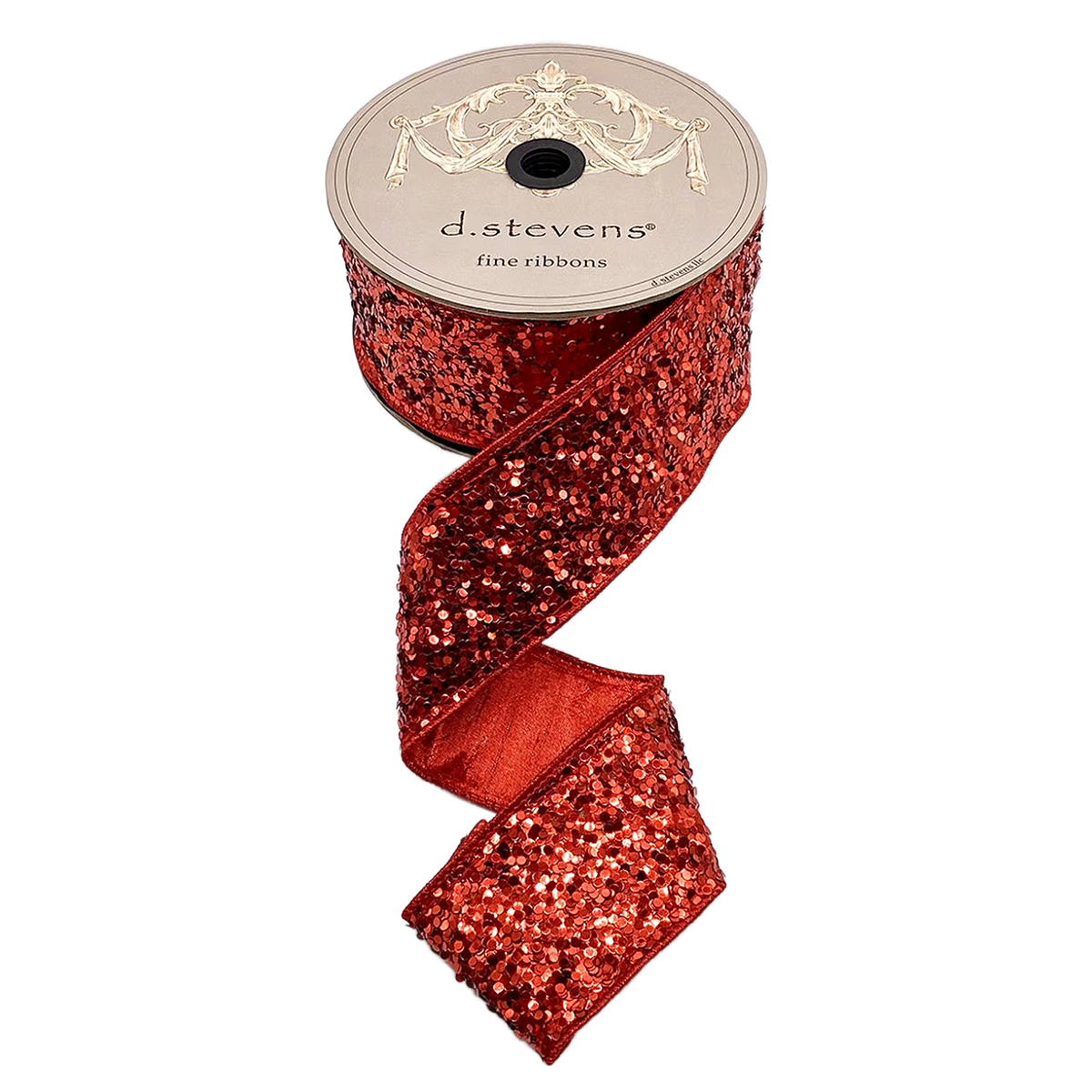 D Stevens Red Cirque Glitter
Wired Ribbon