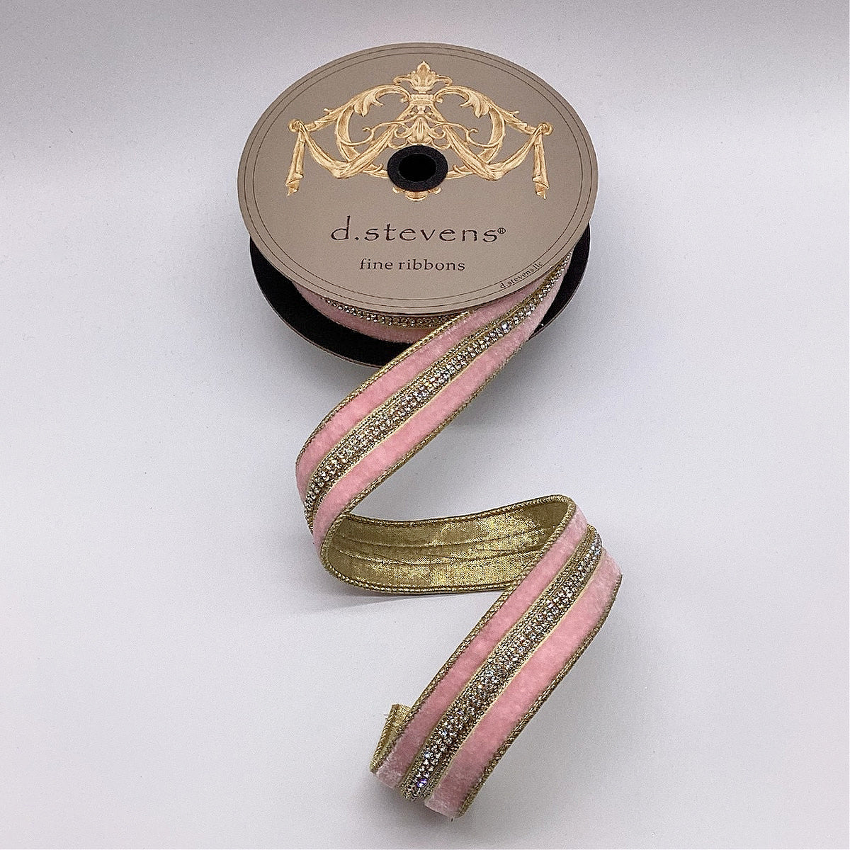 D Stevens Strawberry Velvet Iridescent Crystal Ribbon