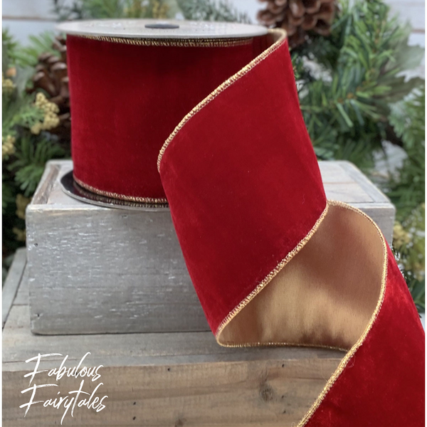 Vintage French Burgundy Velvet Luxury Christmas Ribbon - Fabulous