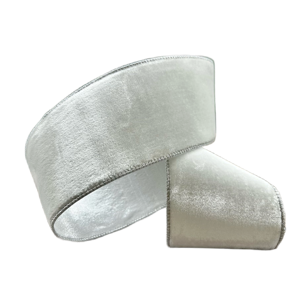 D Stevens Winter White Silver Luxe Velvet Ribbon