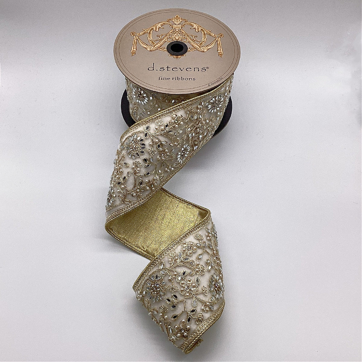 D Stevens Winter White Florale Treasures Ribbon