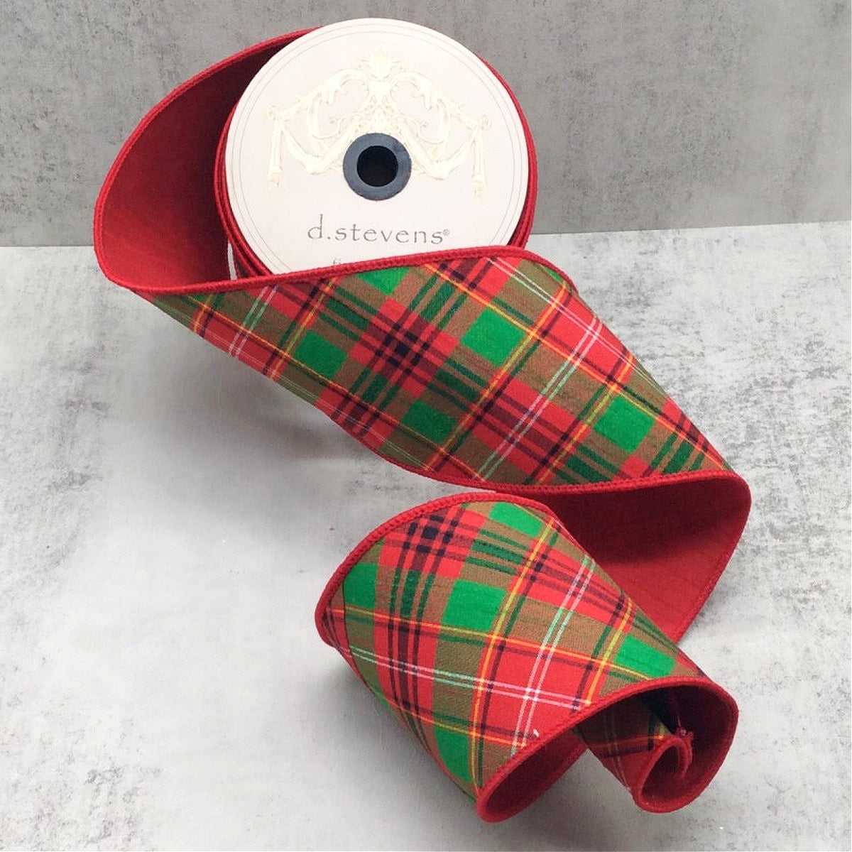 D Stevens Yule Plaid Wired Ribbon