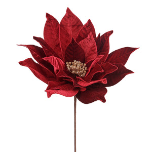 Goodwill M&G Holiday Decor Burgundy Deluxe Velvet Poinsettia Stems