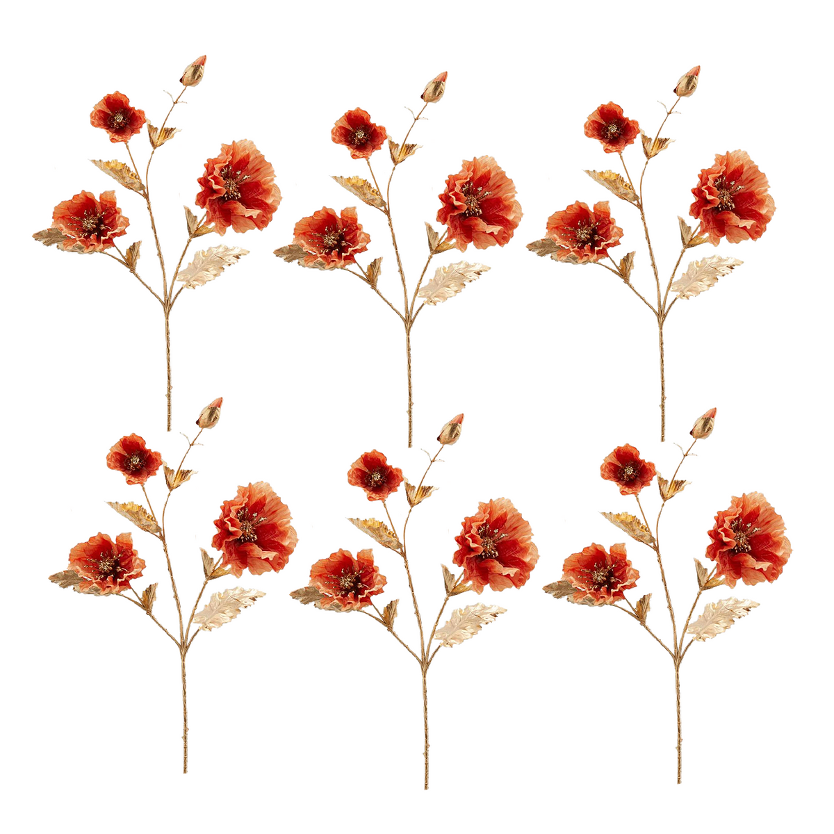 EDG Rust Poppy Artificial Floral Stem 