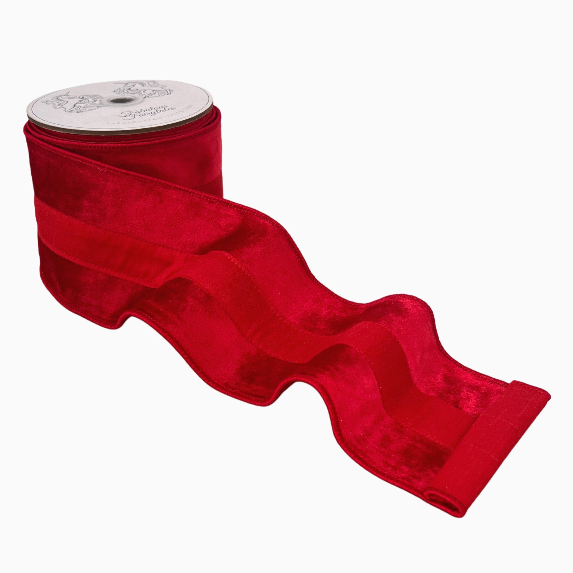 Red Decorative Ribbon Fabulous Fairytales Red Tuxedo Velvet Luxury Wired Christmas Ribbon