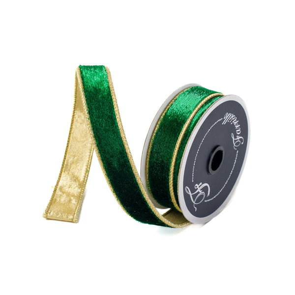 Farrisilk Emerald Sheen Velvet Wired Ribbon