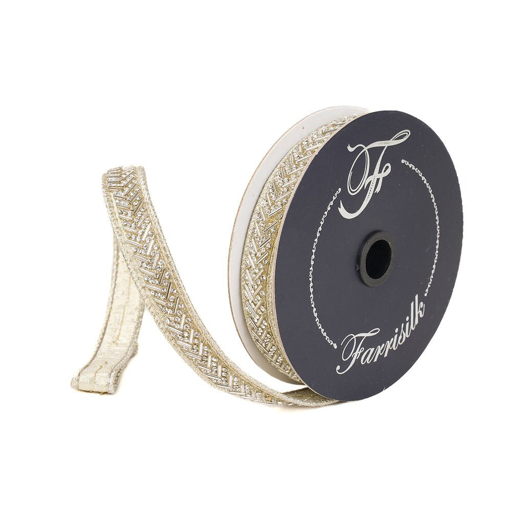Farrisilk Platinum Crystal Chevron Ribbon
