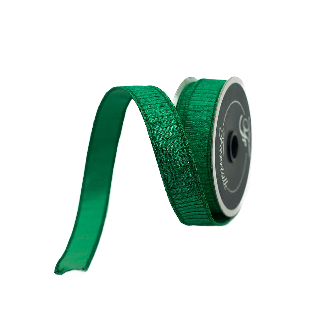 Farrisilk Pleated Metallic Emerald Ribbon