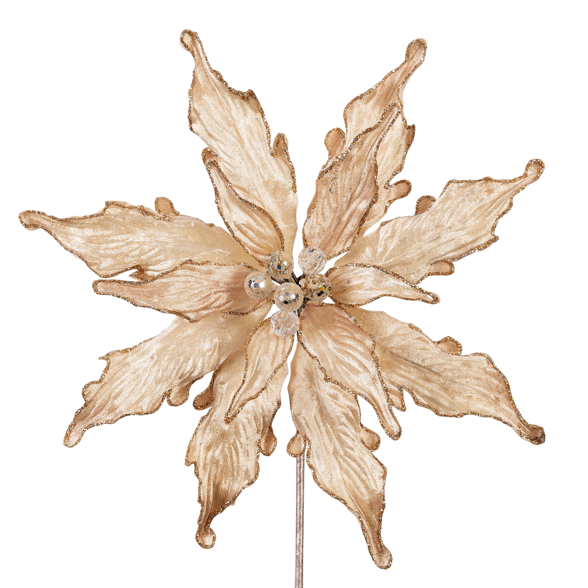 Farrisilk Plush Champagne Poinsettia Stem