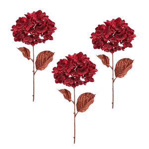 EDG Festive Red Hydrangea Faux Floral Stem