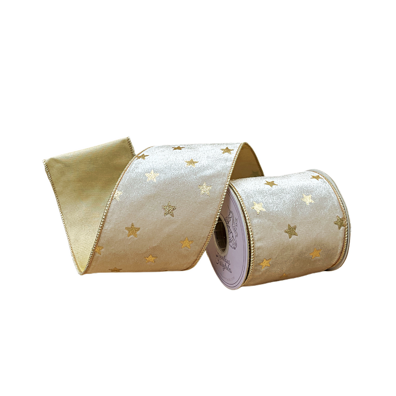 Golden Stars Velvet Ribbon 4" x 5yd