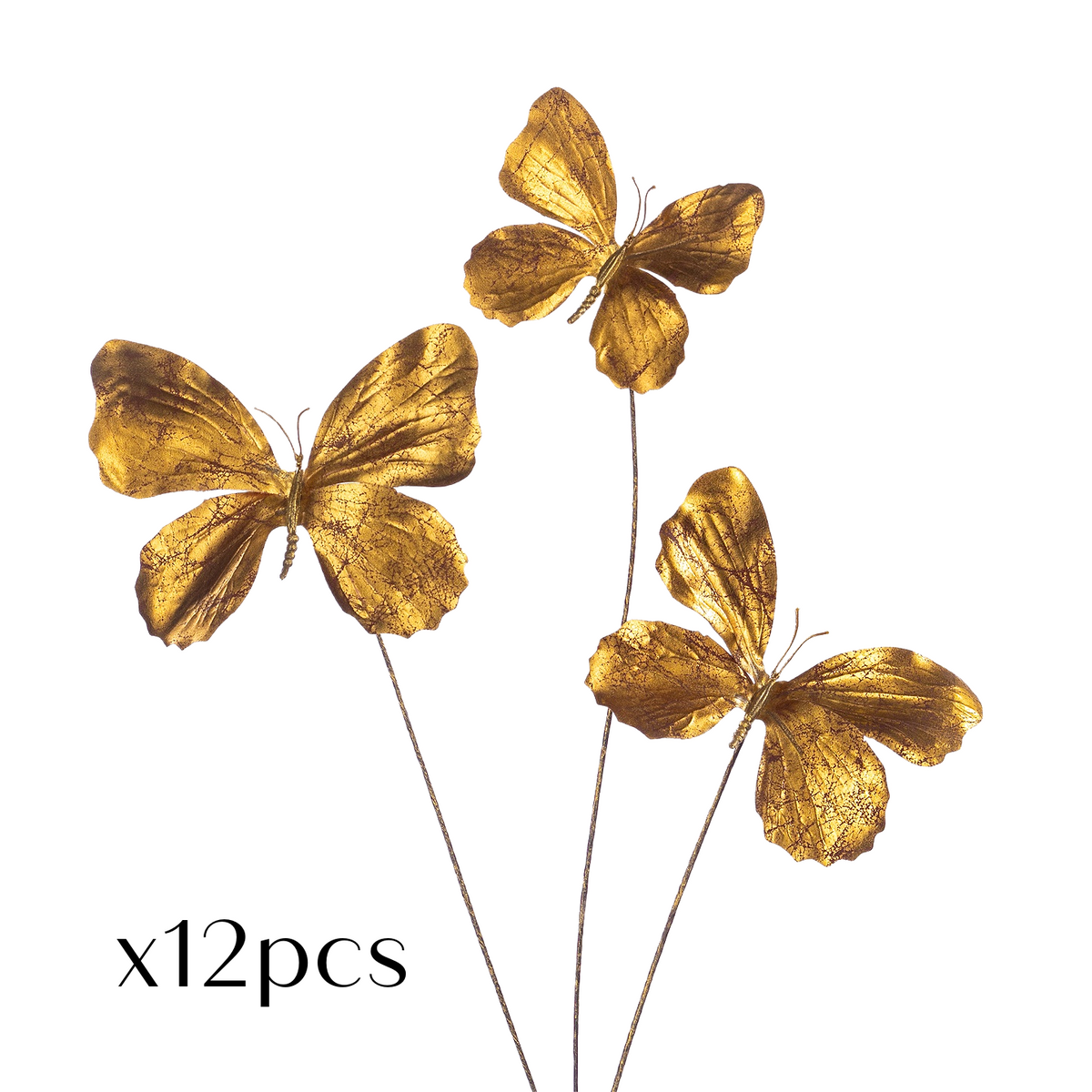 Goodwill Belgium Antique Gold Metallic Butterfly Stems