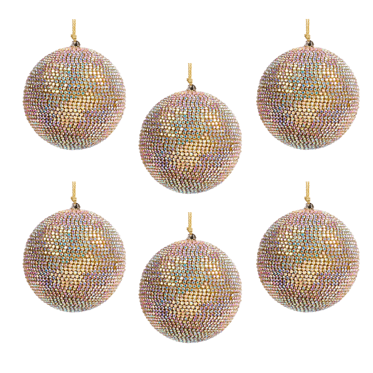 Aurora Jewel Baubles Set of six iridescent crystal Christmas ornaments by Goodwill Belgium