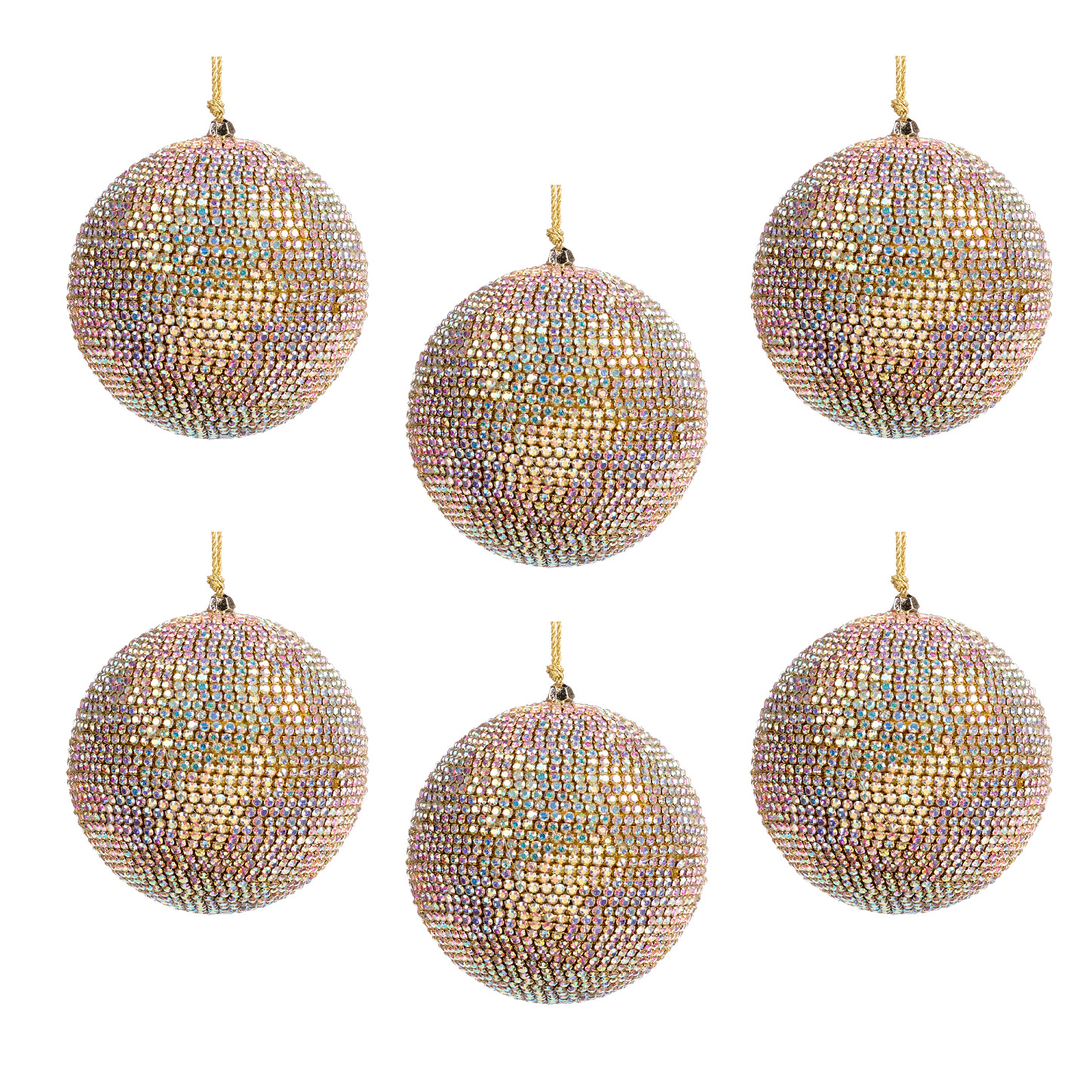 Aurora Jewel Baubles Set of six iridescent crystal Christmas ornaments by Goodwill Belgium