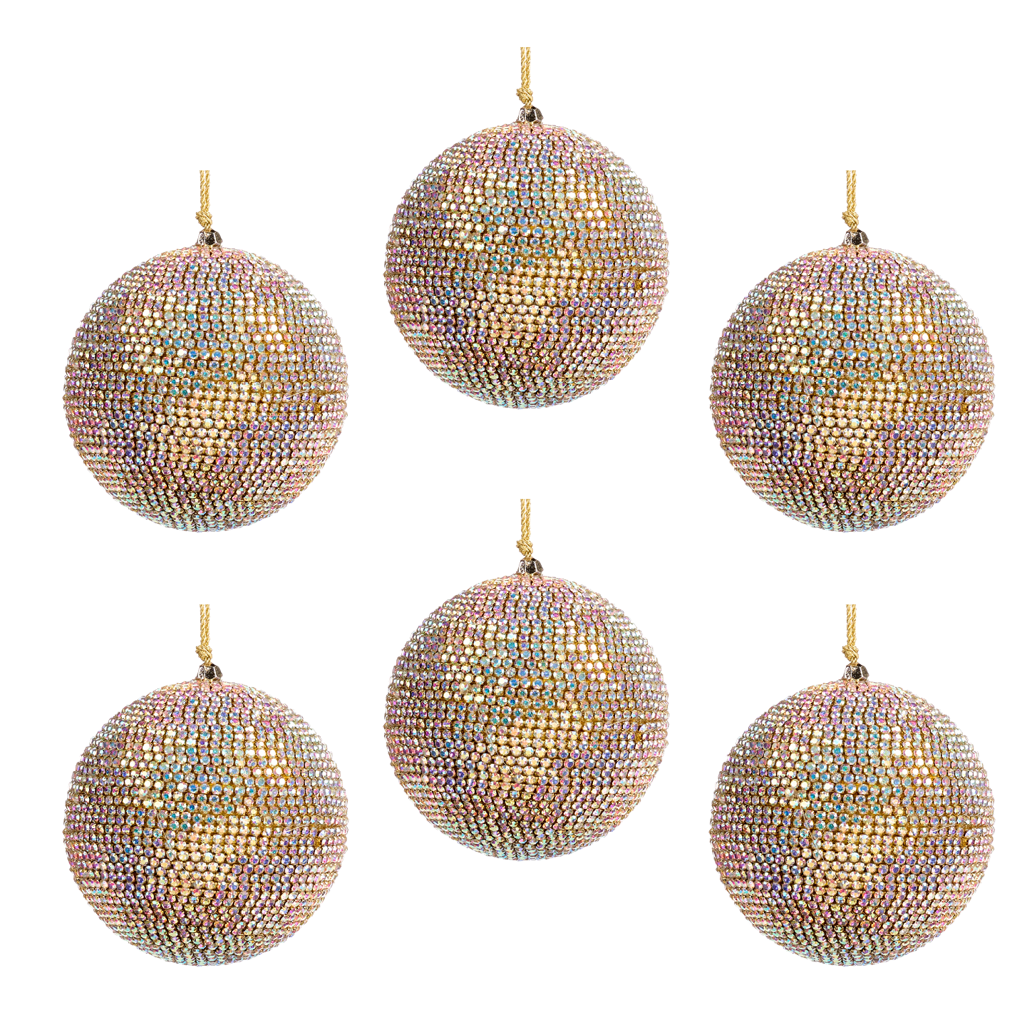 Aurora Jewel Baubles Set of six iridescent crystal Christmas ornaments by Goodwill Belgium