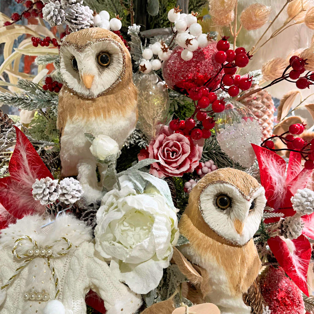 Majestic Barn Owl Display Couple 9"