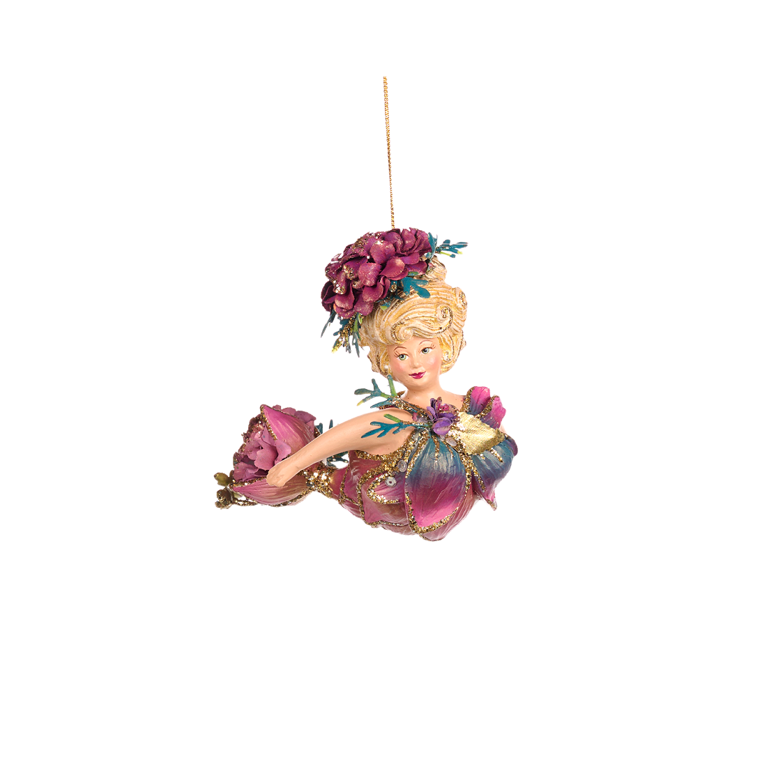 Botanica Floral Mermaid Ornament 6.25"