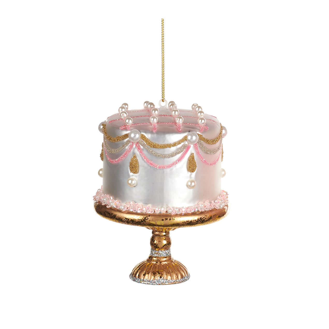 Candy Cake on Stand Ornament 4.75"